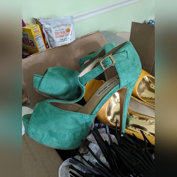 SPIRIT MODA SZ 8.5 GREEN STILETTO HEELS - Picture 3 of 6